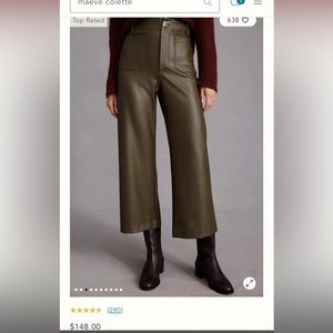 Maeve Colette Leather army green cropped pants. Size 30